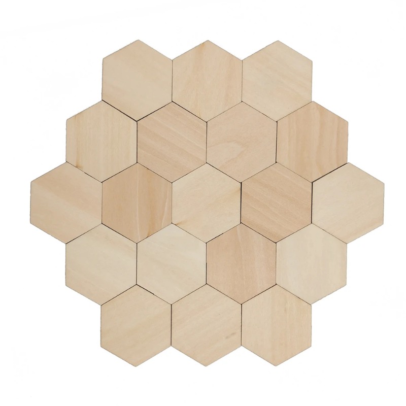 Craft Embellishment - 10-120mm Drewniane Sześciokątne Półfabrykaty Niewykończone Drewniane
