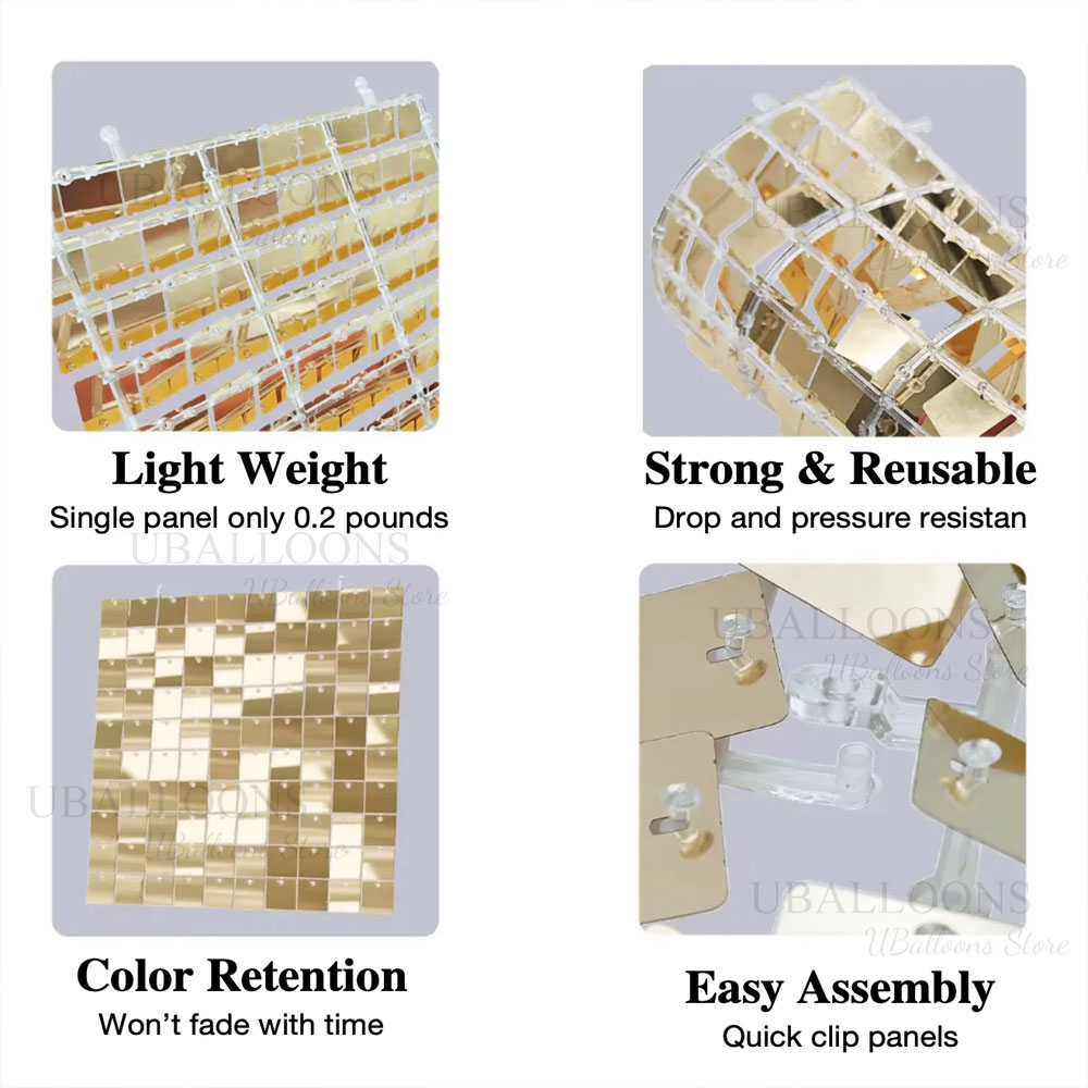 Panele tła w kolorze szampańsk – Sequin Fabric Panel recenzja i cena